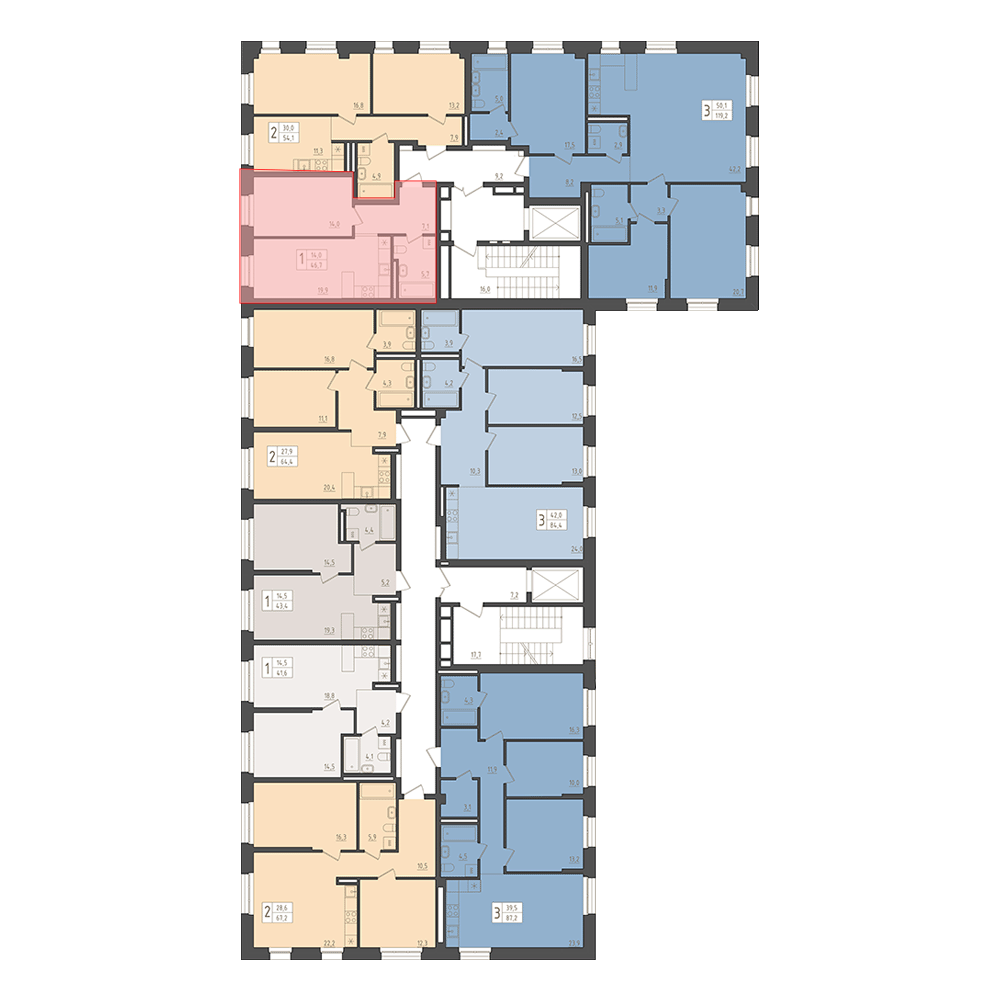 1-комнатная квартира, 46.7 кв.м, Империал-2 Клубная резиденция , изображение-2