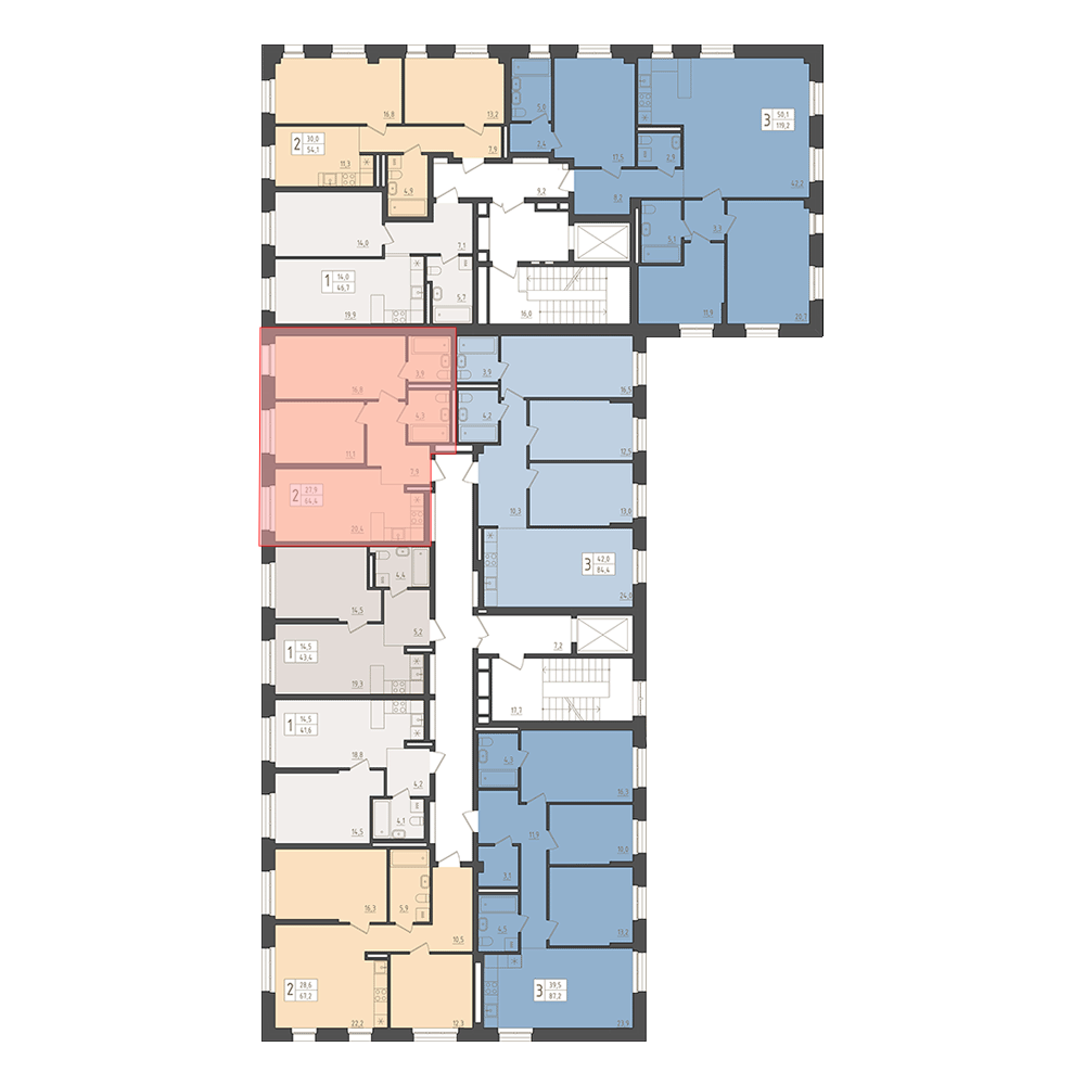 2-комнатная квартира, 64.4 кв.м, Империал-2 Клубная резиденция , изображение-2