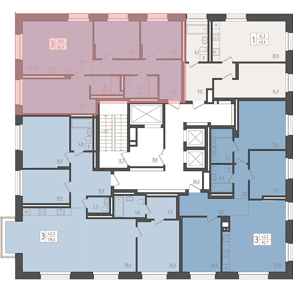 3-комнатная квартира, 85.8 кв.м, Империал-2 Клубная резиденция , изображение-2